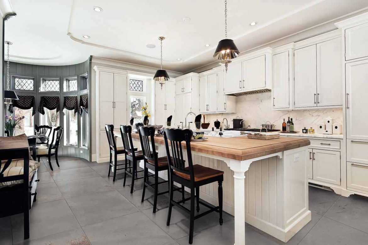 Kitchen island different types of tile